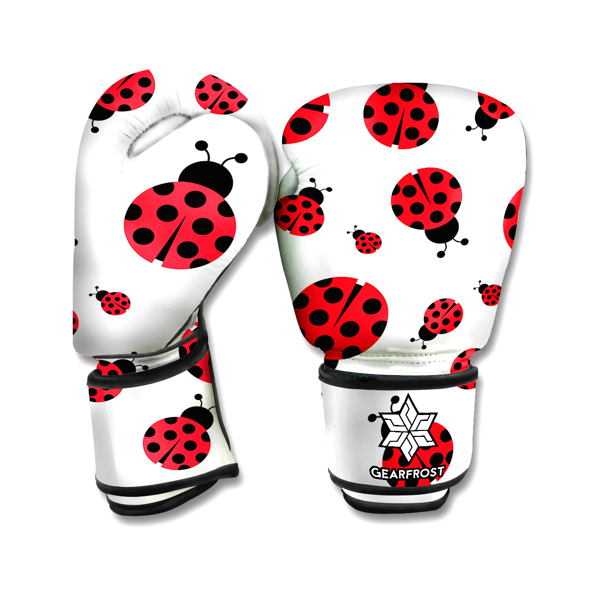 Red Ladybug Pattern Print Boxing Gloves