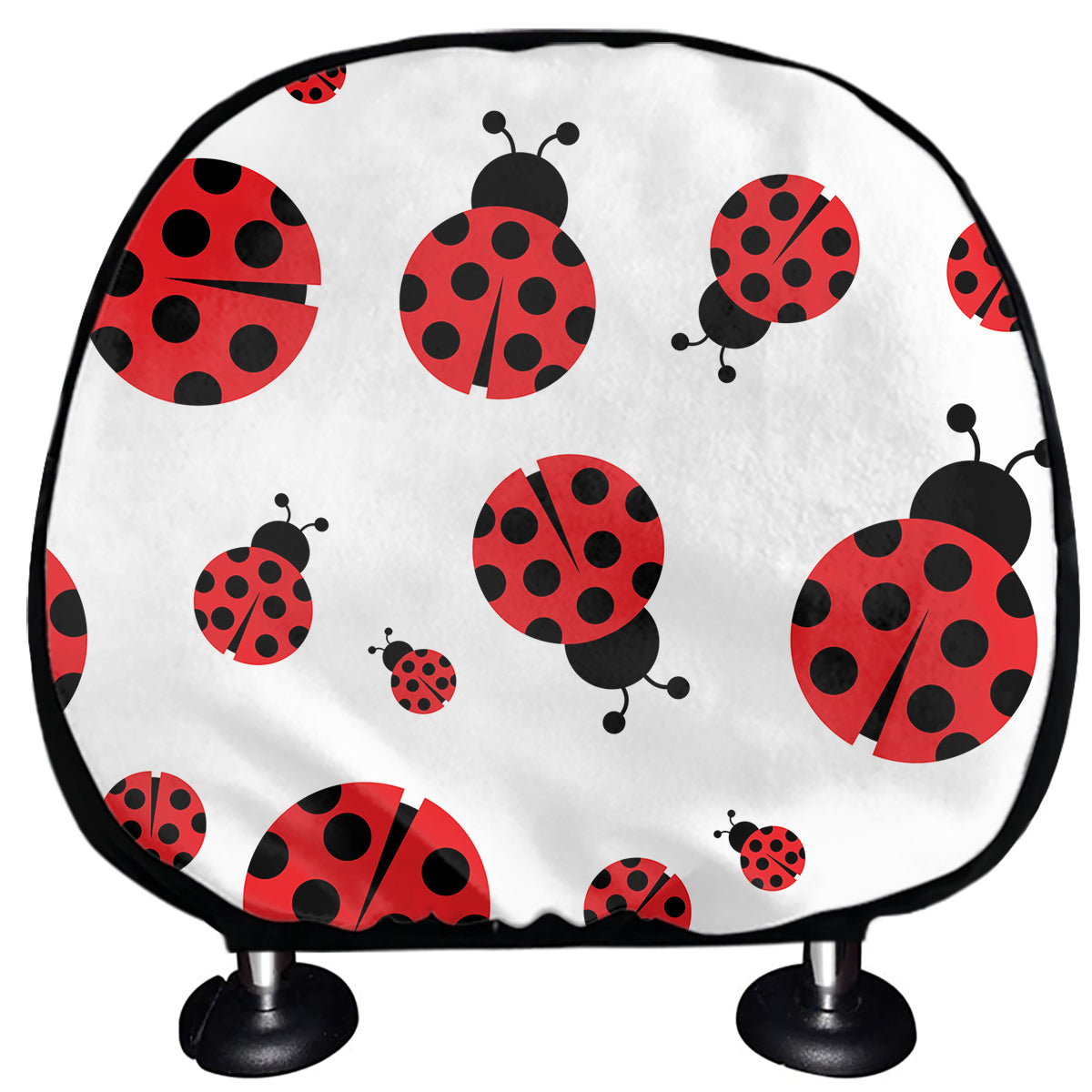 Red Ladybug Pattern Print Car Headrest Covers