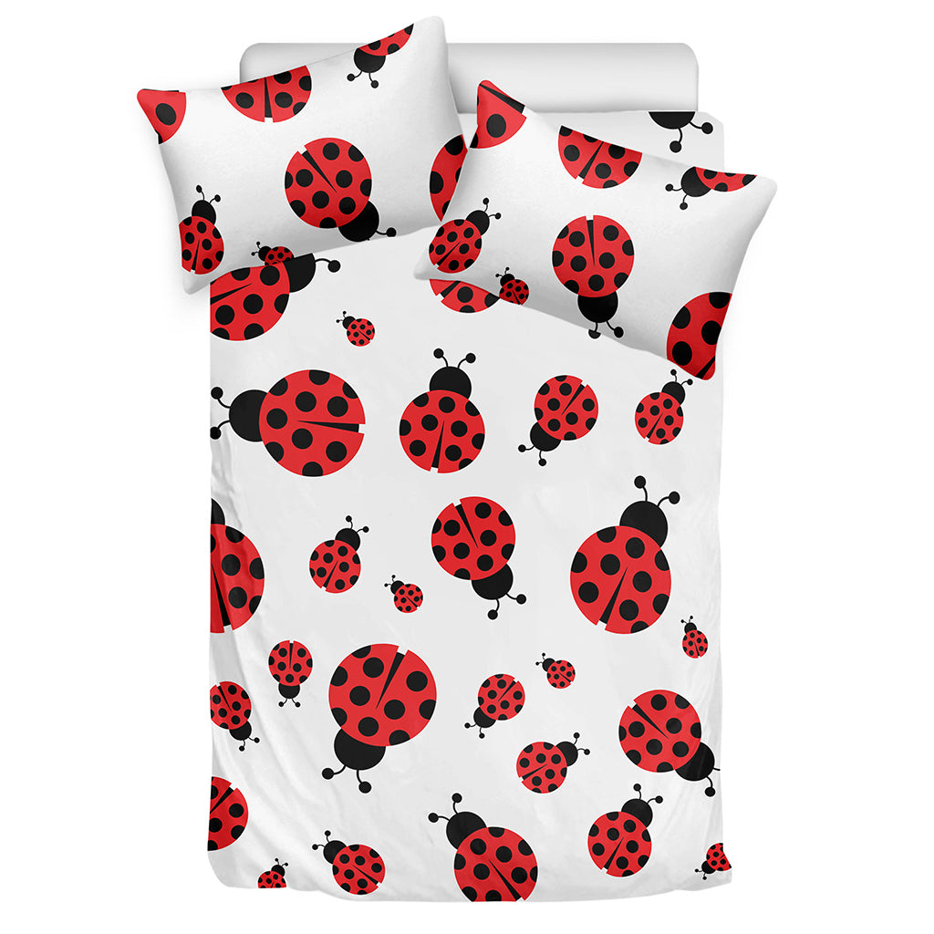 Red Ladybug Pattern Print Duvet Cover Bedding Set
