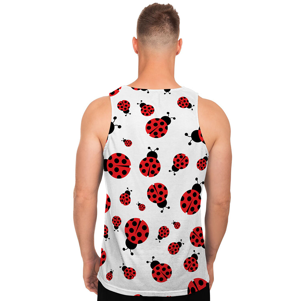 Red Ladybug Pattern Print Men's Tank Top
