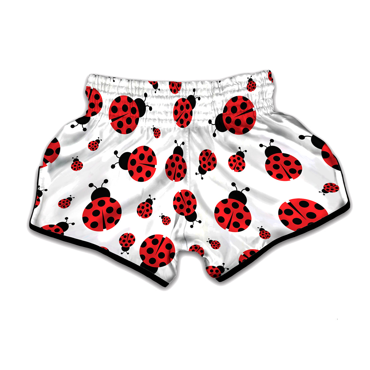 Red Ladybug Pattern Print Muay Thai Boxing Shorts