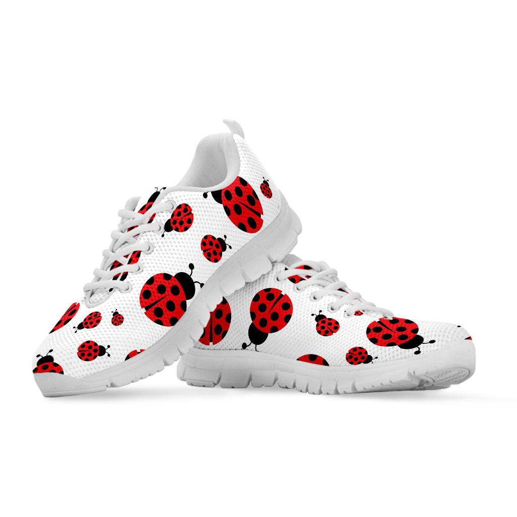 Red Ladybug Pattern Print White Sneakers