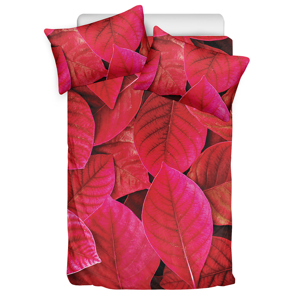 Red Leaf Print Duvet Cover Bedding Set