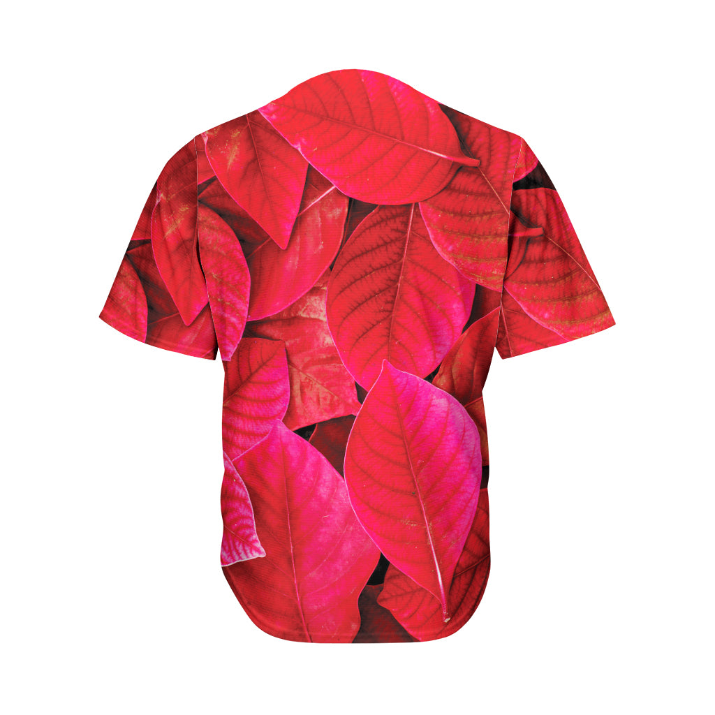 Red Leaf Print Men's Baseball Jersey