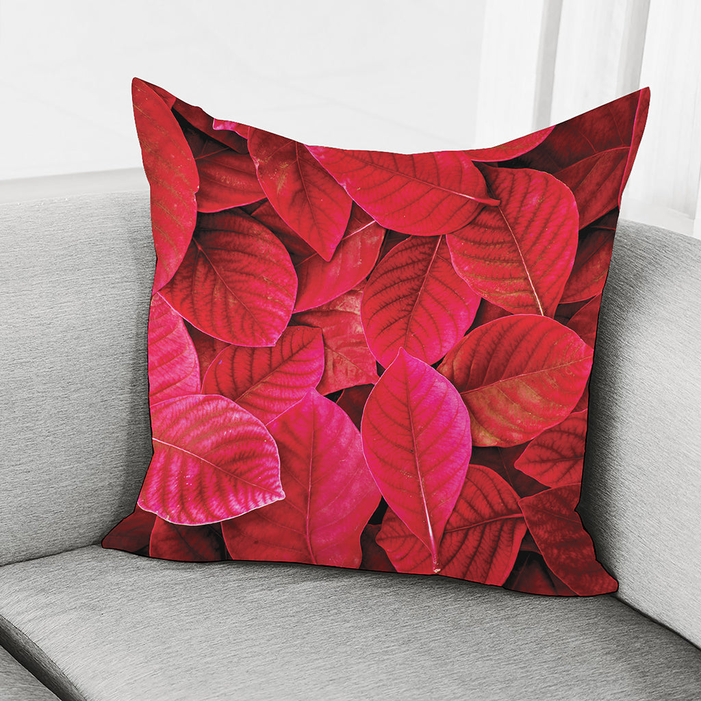 Red Leaf Print Pillow Cover