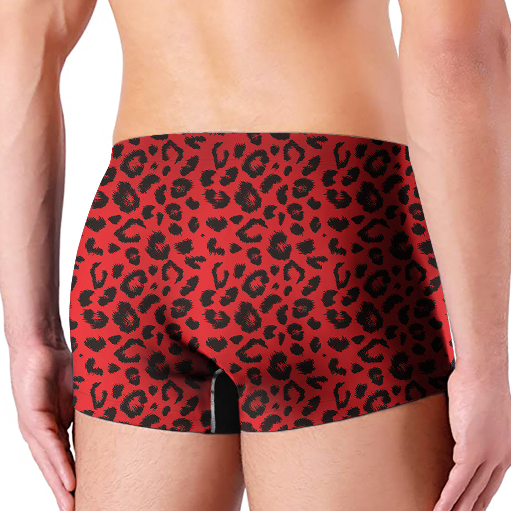 Red Leopard Print Men's Boxer Briefs