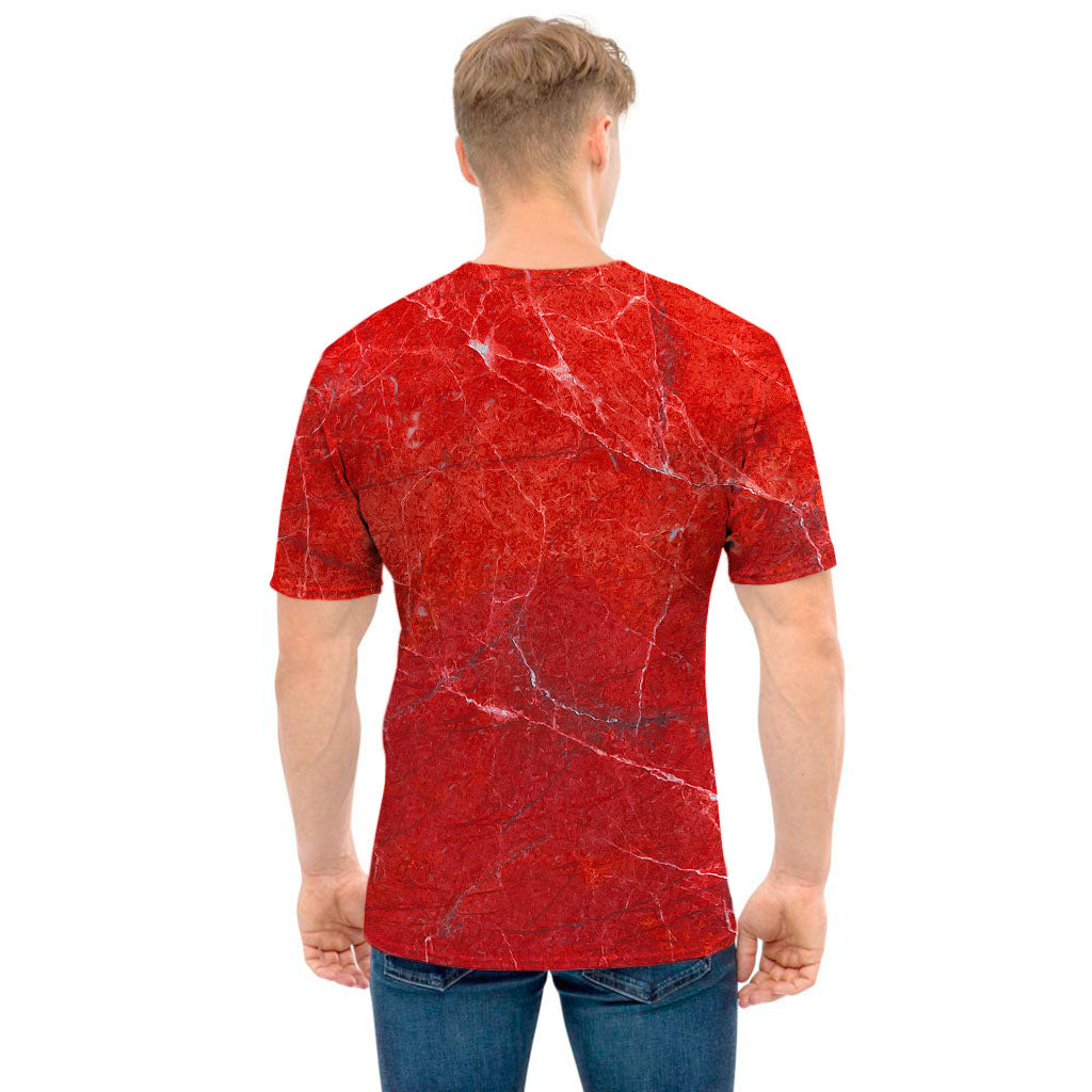 Red Marble Print Men's T-Shirt