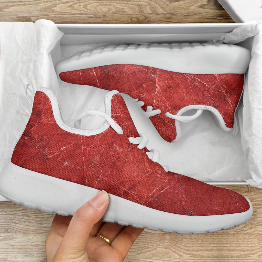 Red Marble Print Mesh Knit Shoes GearFrost
