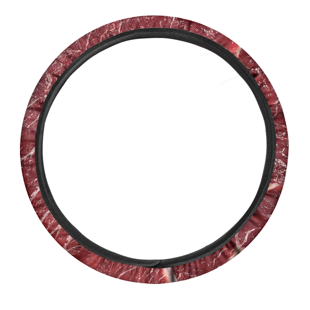 Red Meat Texture Print Car Steering Wheel Cover