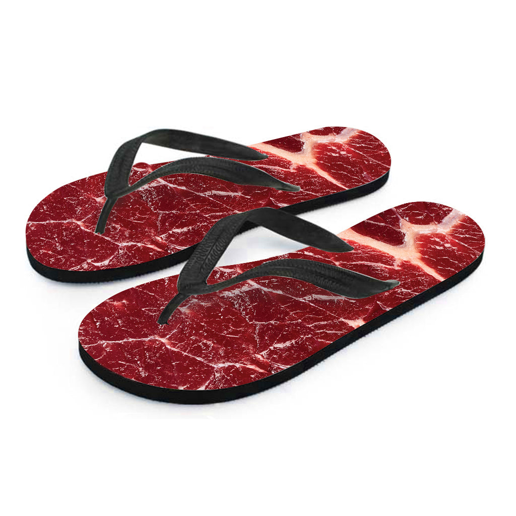Red Meat Texture Print Flip Flops