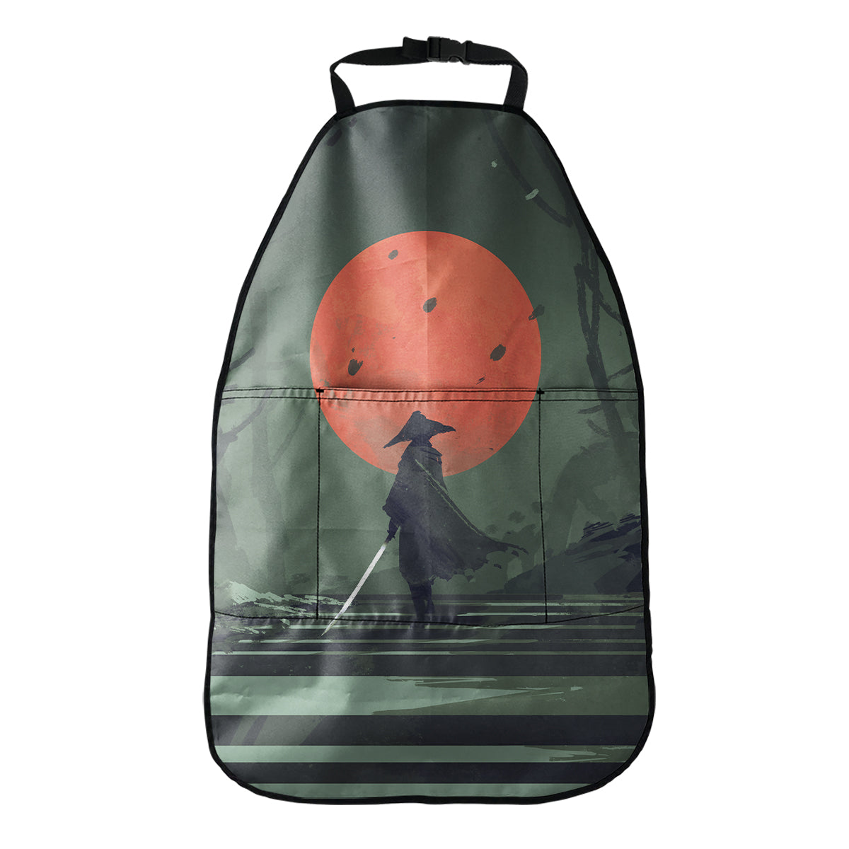 Red Moon Samurai Print Car Seat Organizers