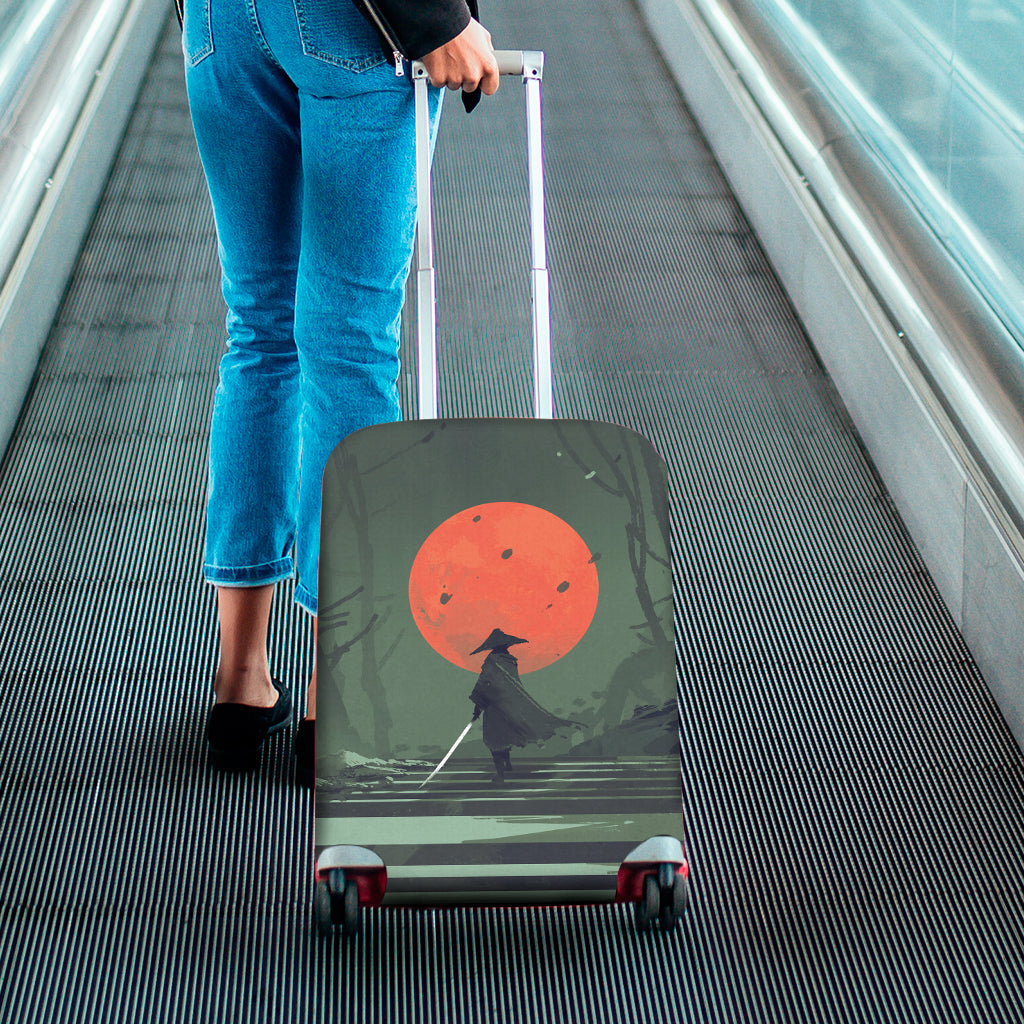 Red Moon Samurai Print Luggage Cover