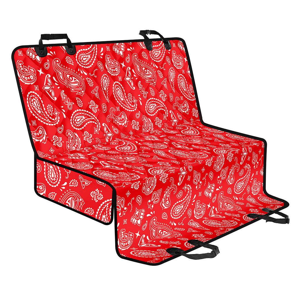 Red Paisley Bandana Pattern Print Pet Car Back Seat Cover