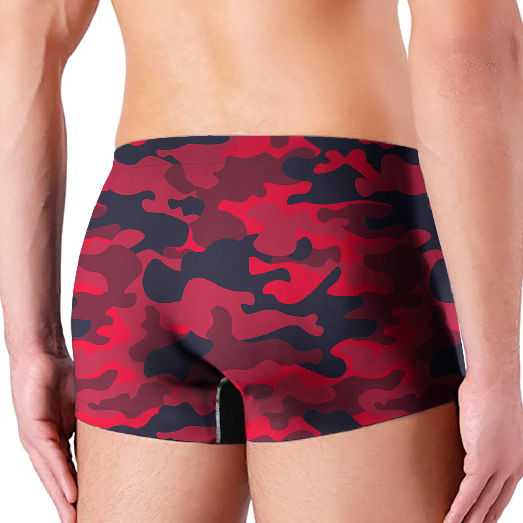 Red Pink And Black Camouflage Print Men's Boxer Briefs