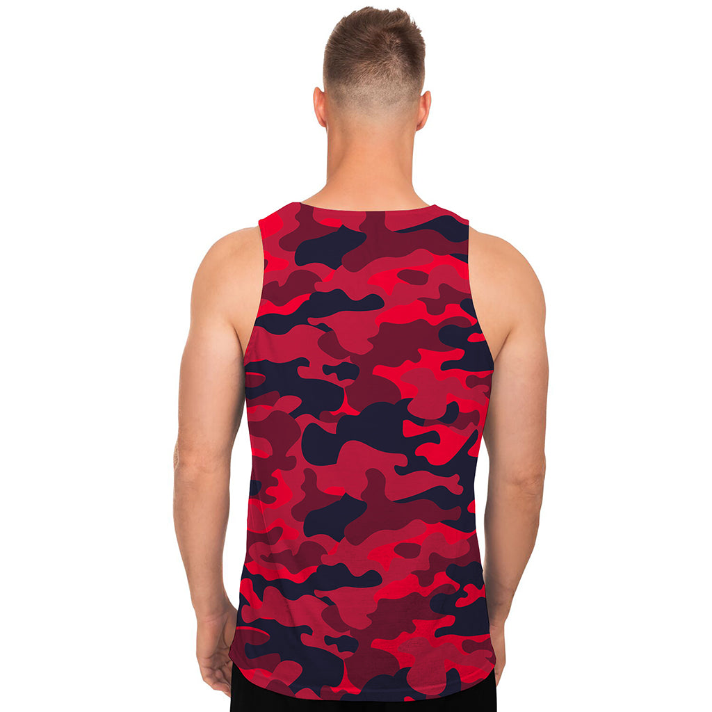 Red Pink And Black Camouflage Print Men's Tank Top