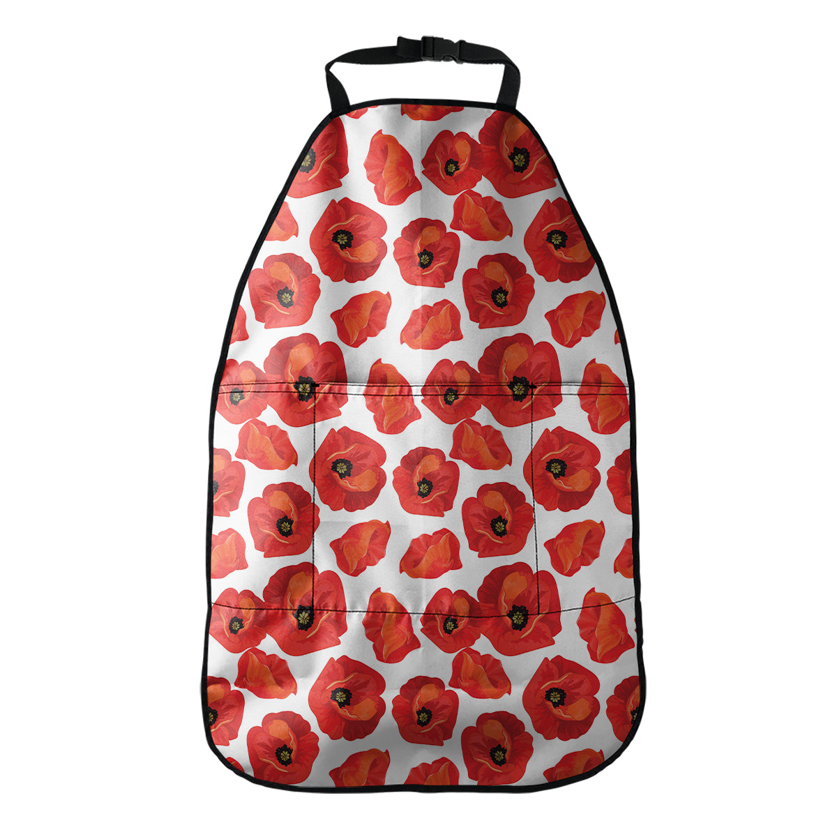 Red Poppy Pattern Print Car Seat Organizers