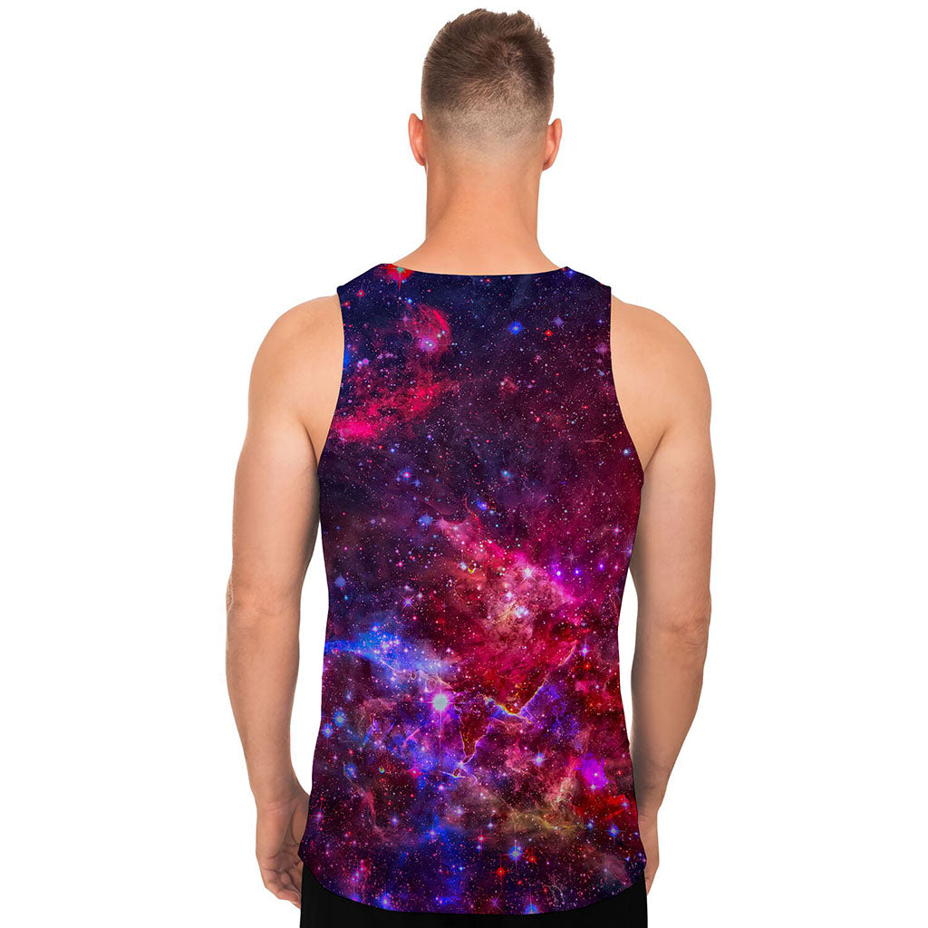 Red Purple Nebula Galaxy Space Print Men's Tank Top