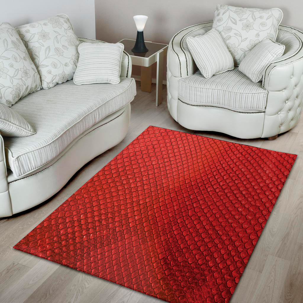 Red Python Snakeskin Print Area Rug