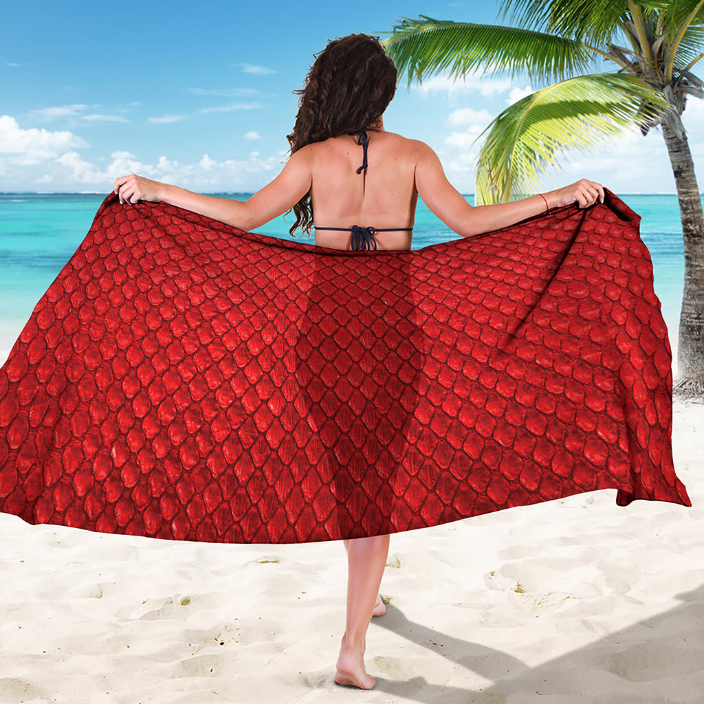 Red Python Snakeskin Print Beach Sarong Wrap