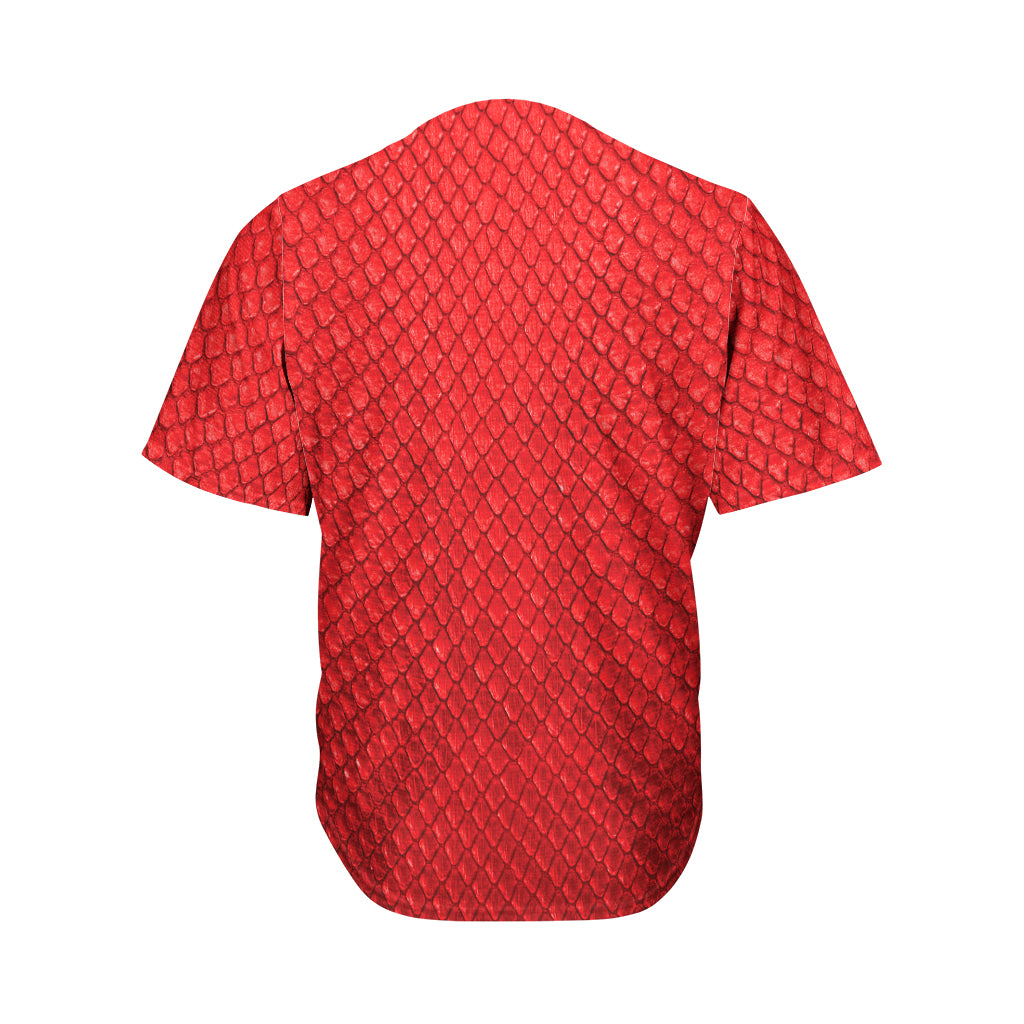 Red Python Snakeskin Print Men's Baseball Jersey