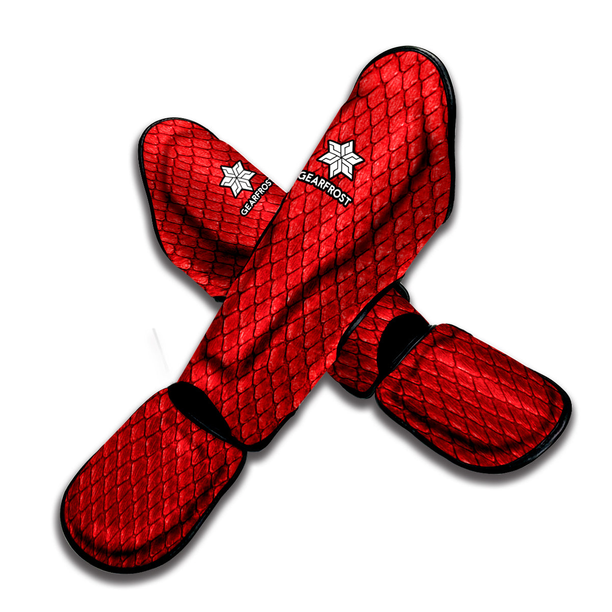 Red Python Snakeskin Print Muay Thai Shin Guard