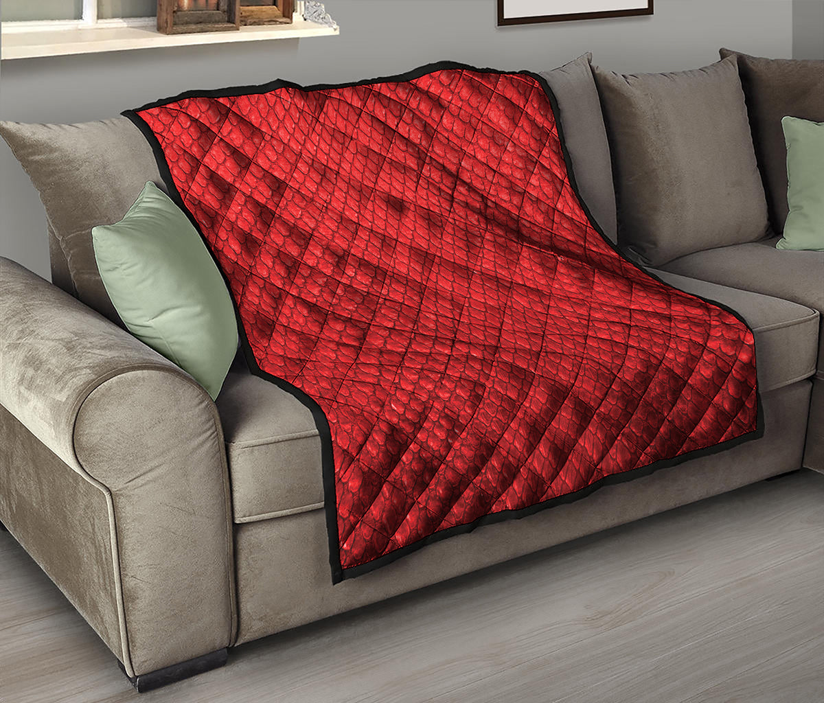 Red Python Snakeskin Print Quilt