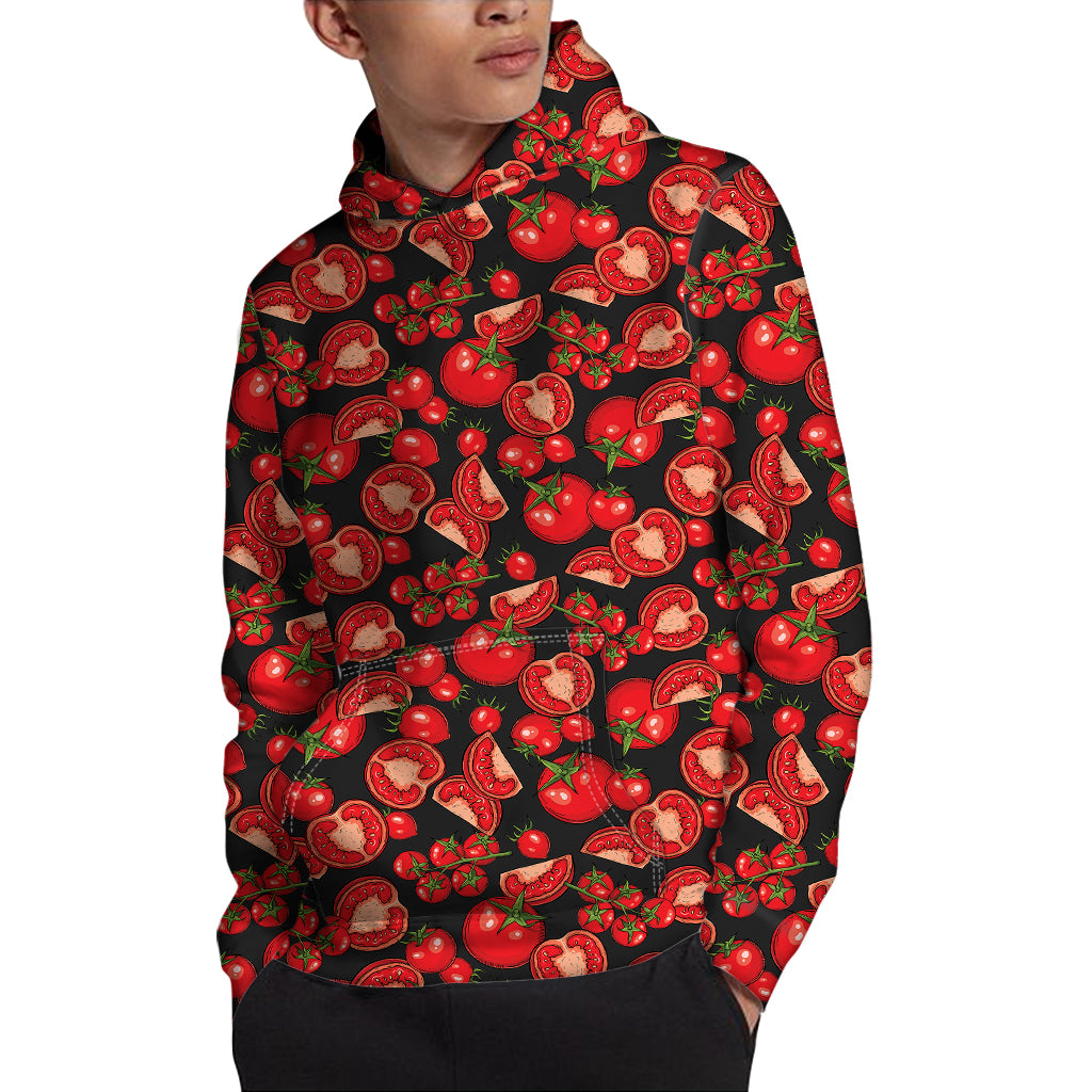 Red Ripe Tomatoes Pattern Print Pullover Hoodie