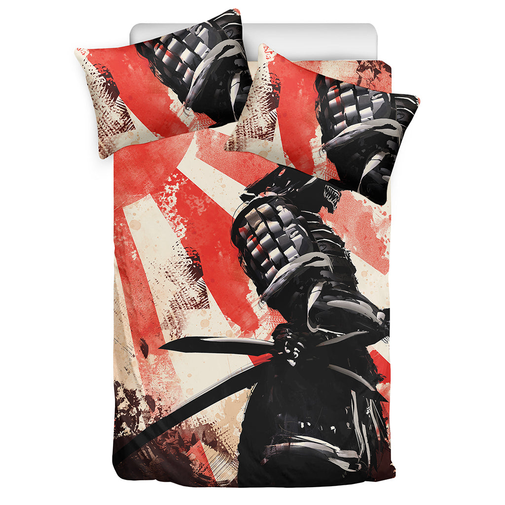 Red Rising Sun Samurai Print Duvet Cover Bedding Set