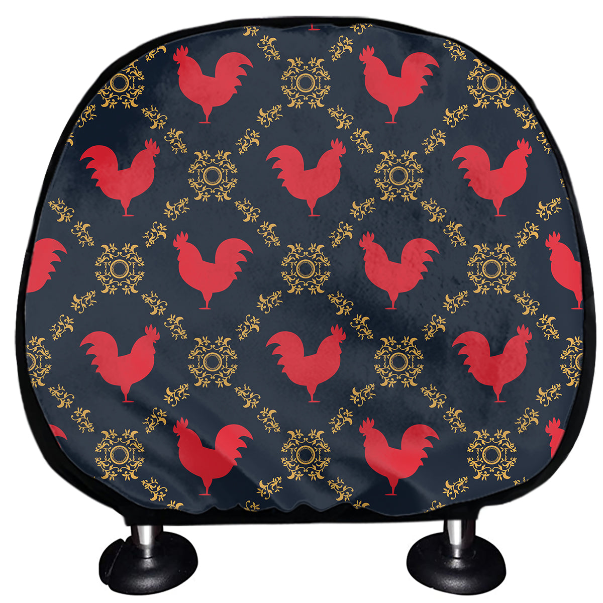 Red Rooster Pattern Print Car Headrest Covers