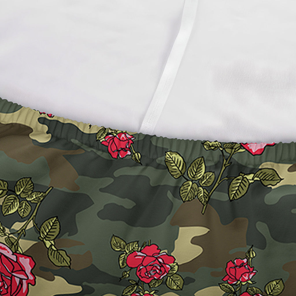 Red Rose Flower Camouflage Print Sofa Cover