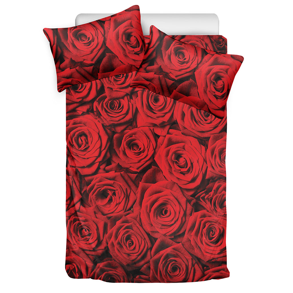 Red Rose Print Duvet Cover Bedding Set