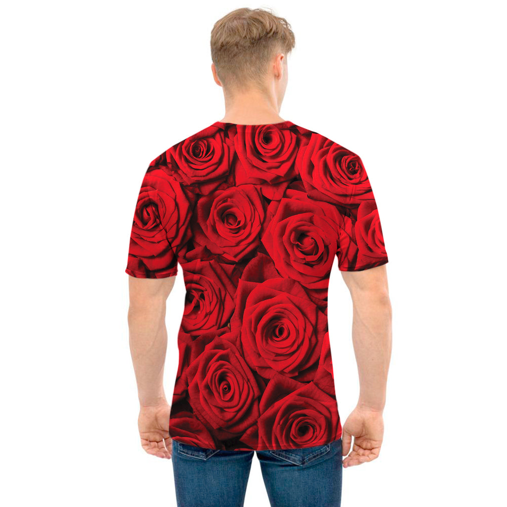 Red Rose Print Men's T-Shirt
