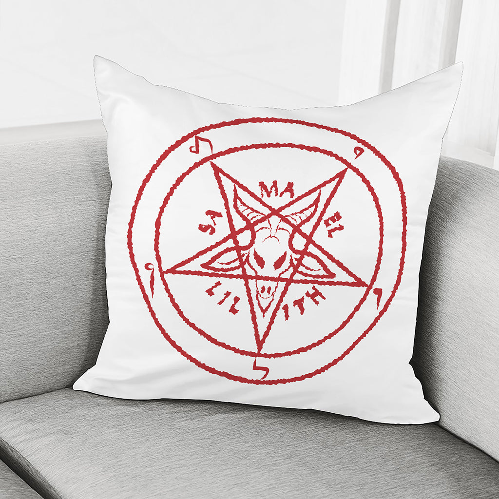 Red Satanic Pentagram Symbol Print Pillow Cover