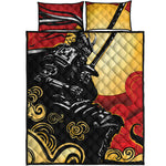 Red Sky And Golden Sun Samurai Print Quilt Bed Set