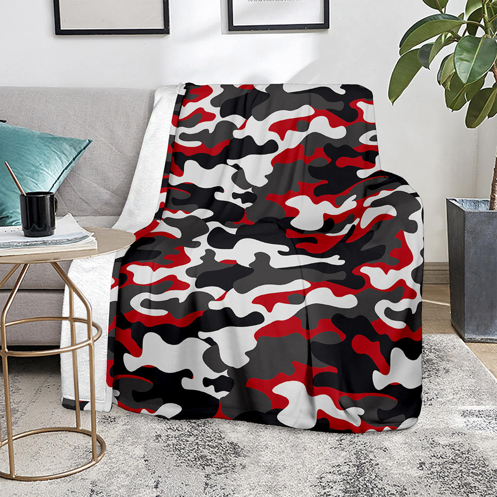 Red Snow Camouflage Print Blanket