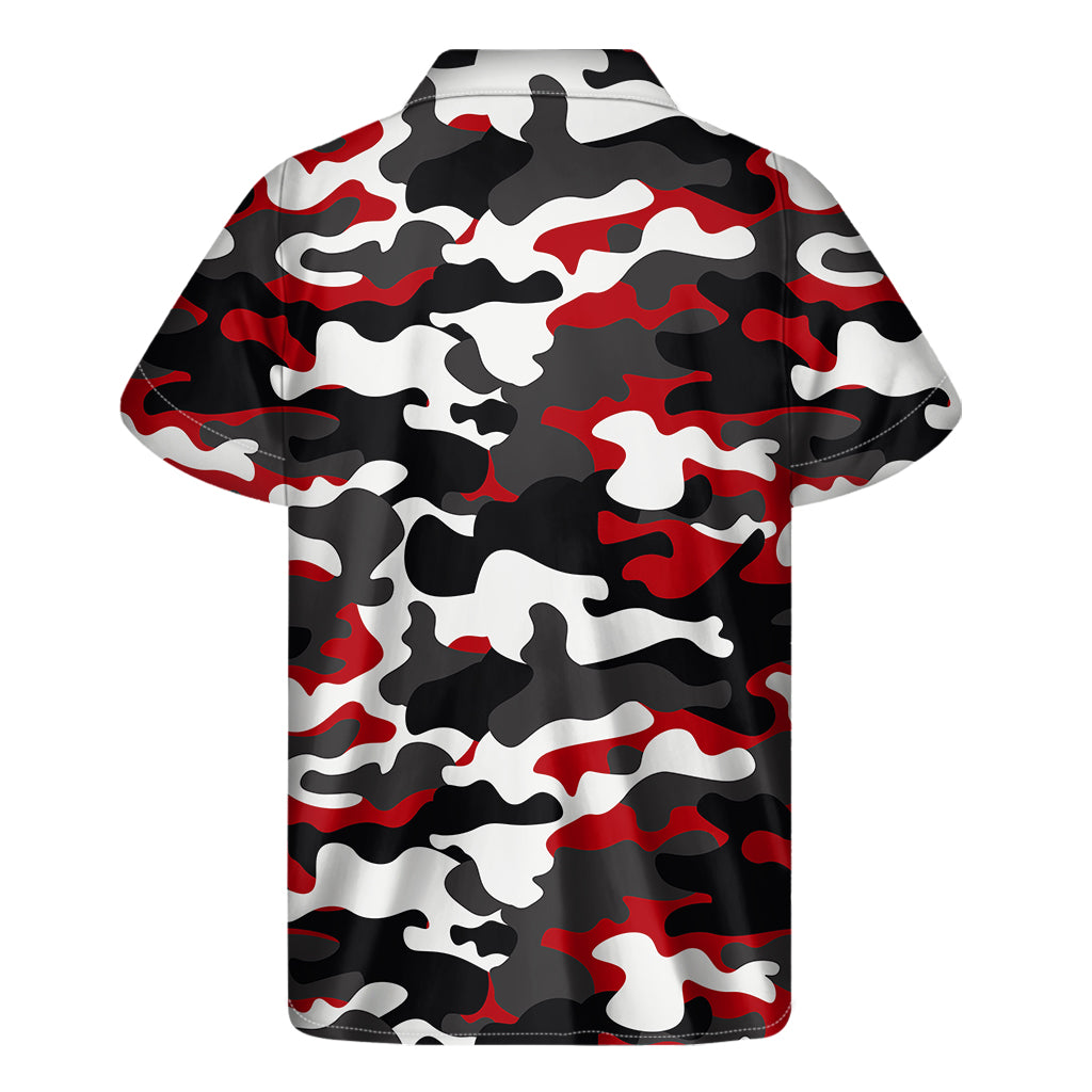 Red Snow Camouflage Print Men's Short Sleeve Shirt