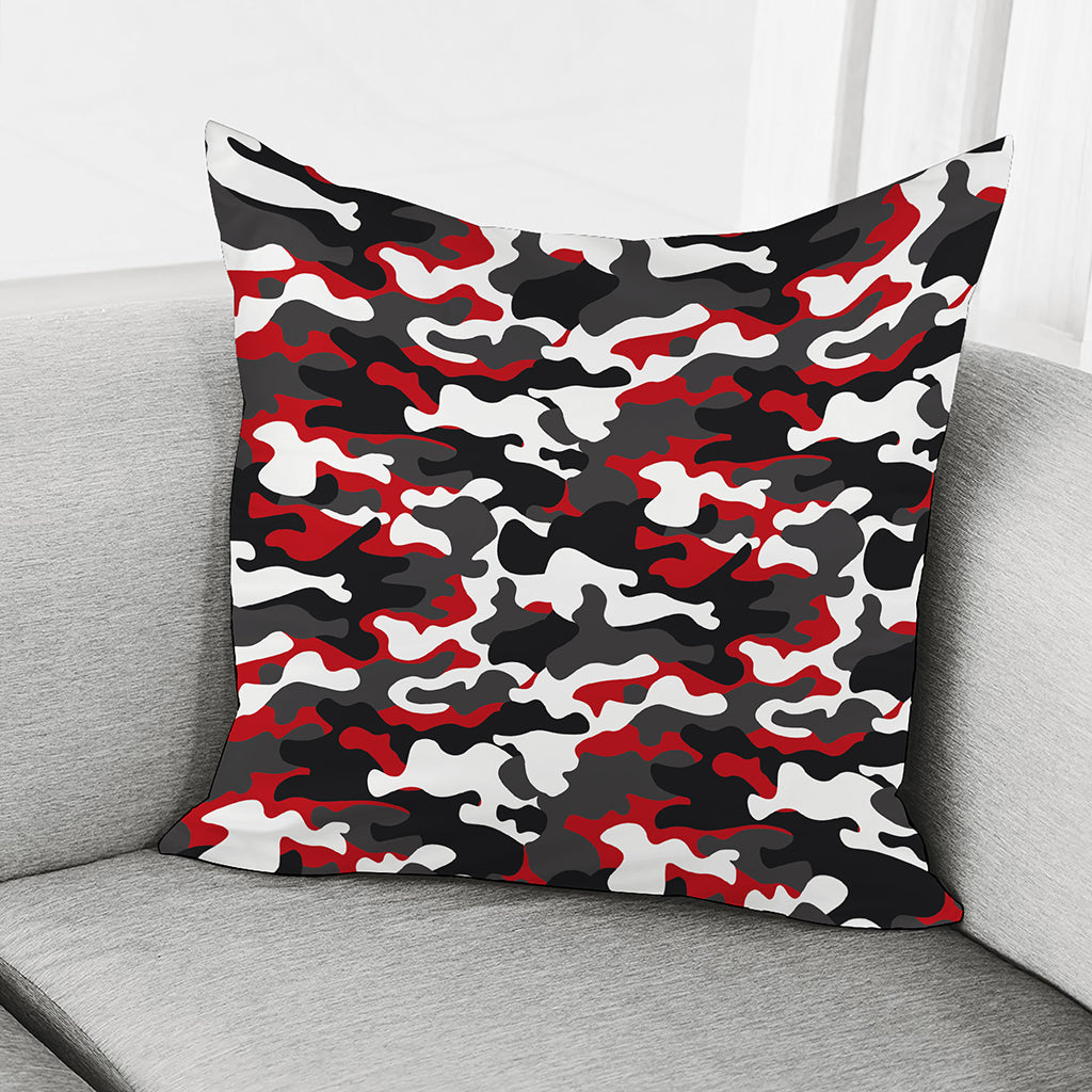 Red Snow Camouflage Print Pillow Cover