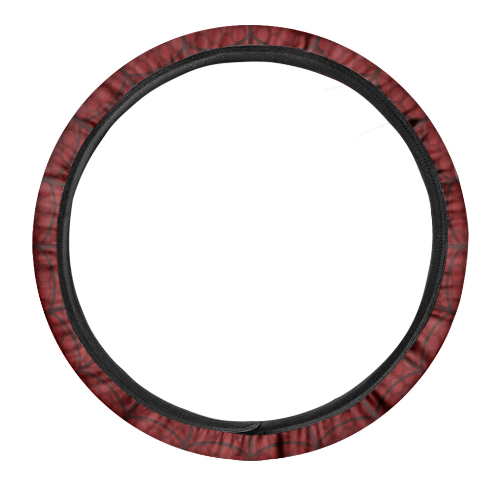 Red Spider Web Print Car Steering Wheel Cover