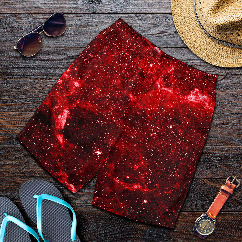 Red Stardust Universe Galaxy Space Print Men's Shorts