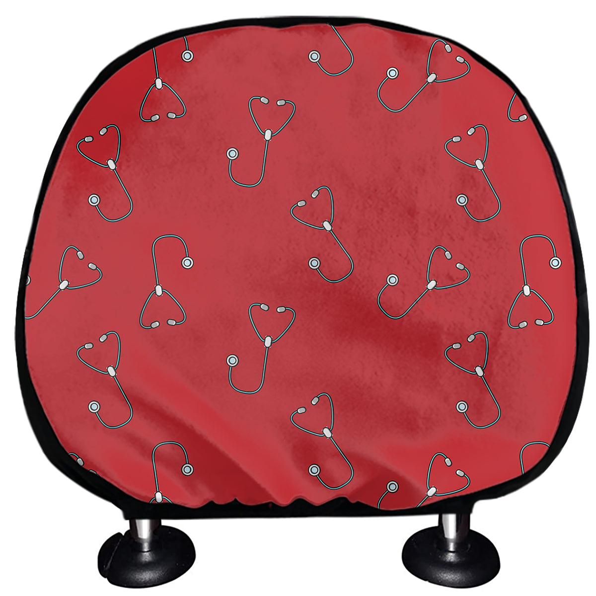 Red Stethoscope Pattern Print Car Headrest Covers