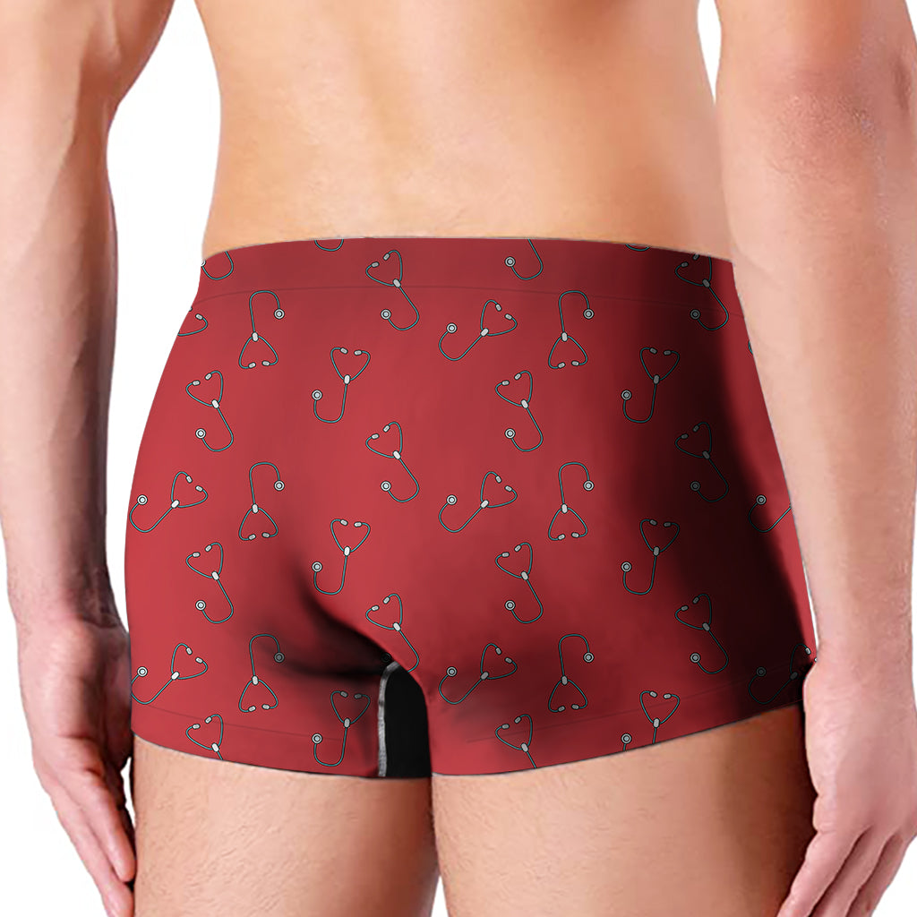 Red Stethoscope Pattern Print Men's Boxer Briefs