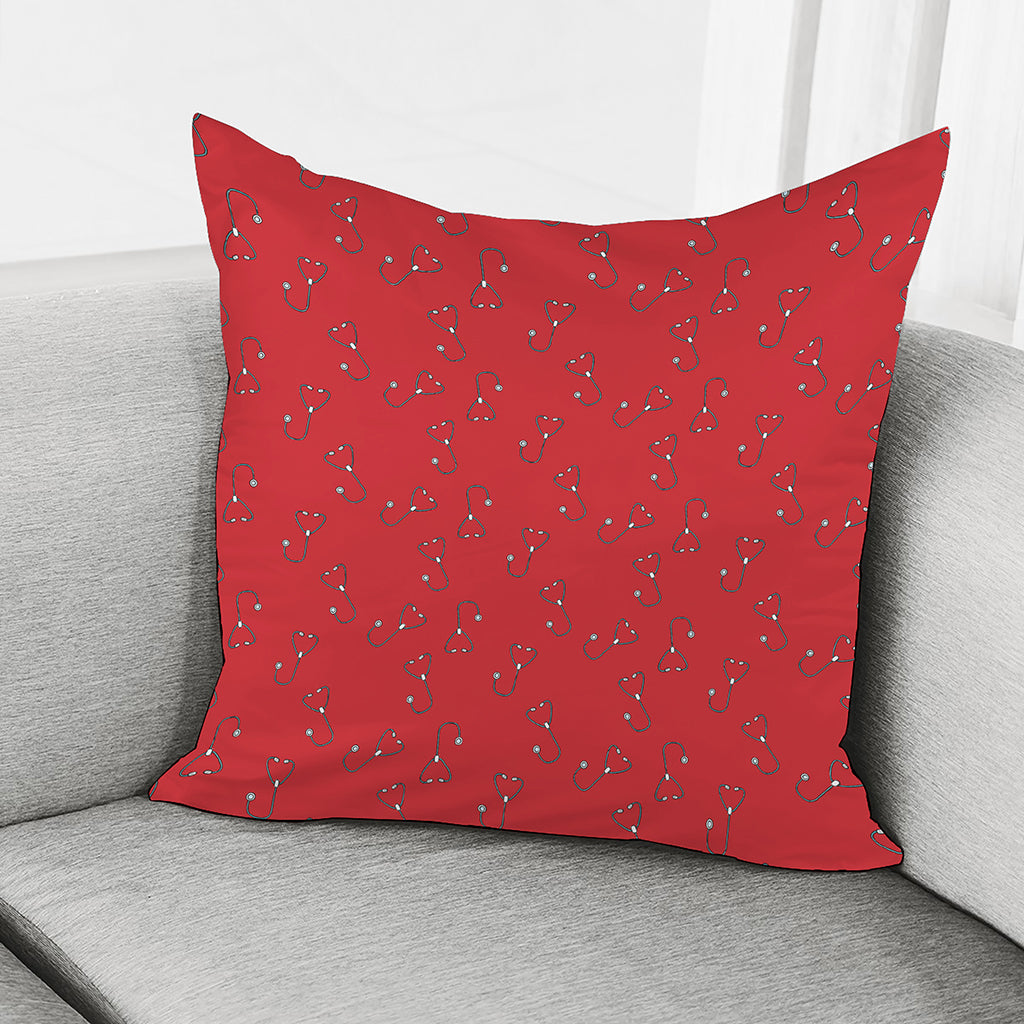 Red Stethoscope Pattern Print Pillow Cover