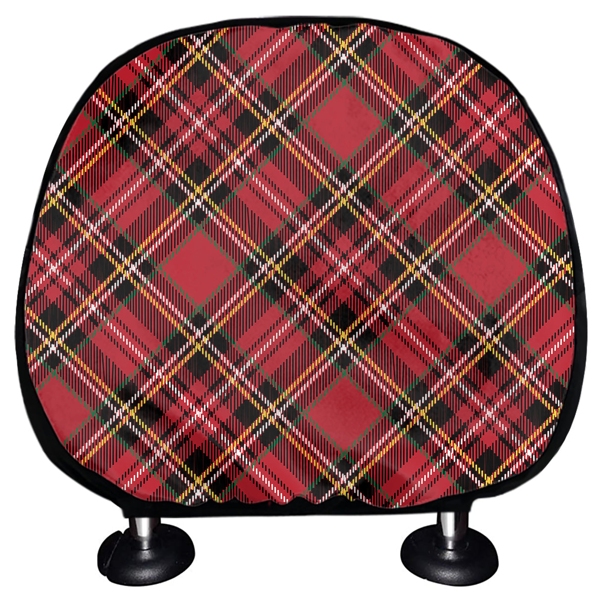 Red Stewart Tartan Pattern Print Car Headrest Covers
