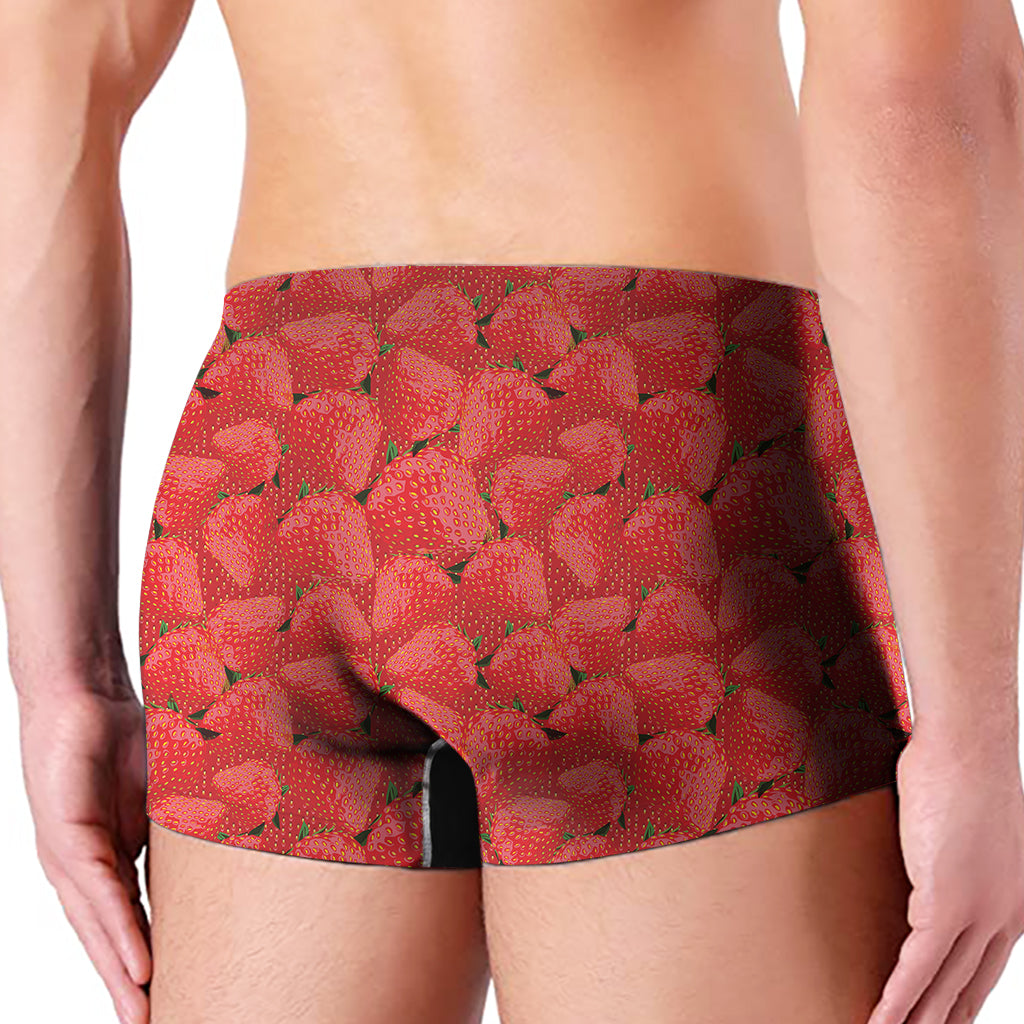 Red Strawberry Pattern Print Men's Boxer Briefs