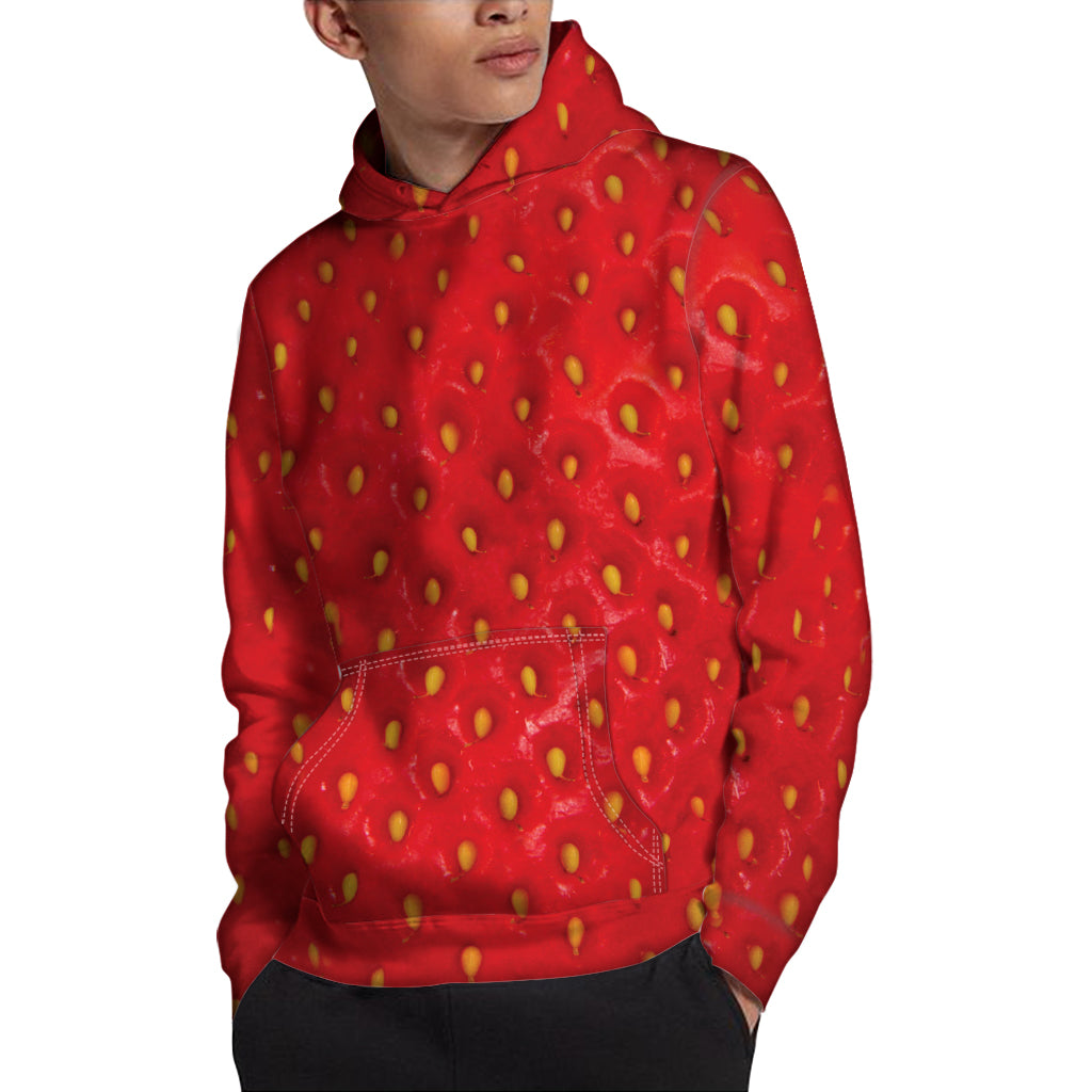 Red Strawberry Print Pullover Hoodie