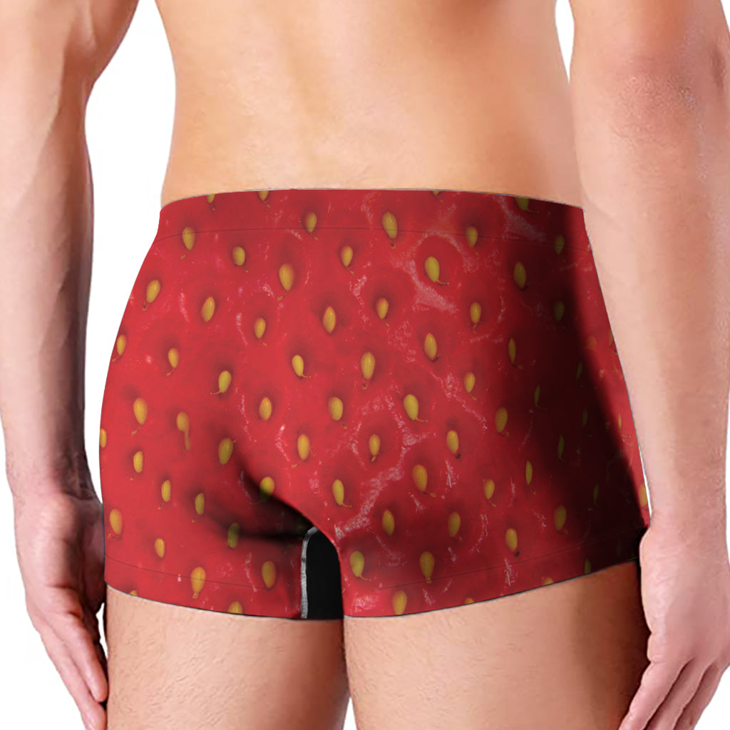 Red Strawberry Texture Print Men's Boxer Briefs