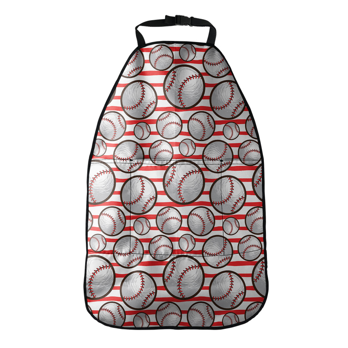 Red Striped Baseball Pattern Print Car Seat Organizers