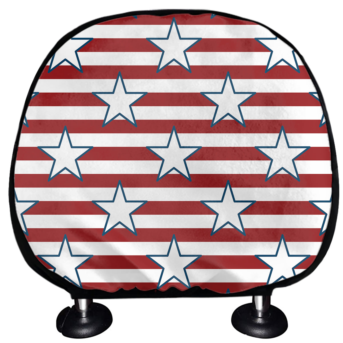 Red Striped USA Star Pattern Print Car Headrest Covers