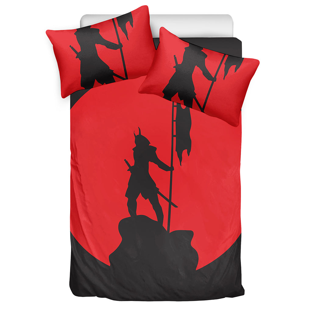 Red Sun Samurai Print Duvet Cover Bedding Set