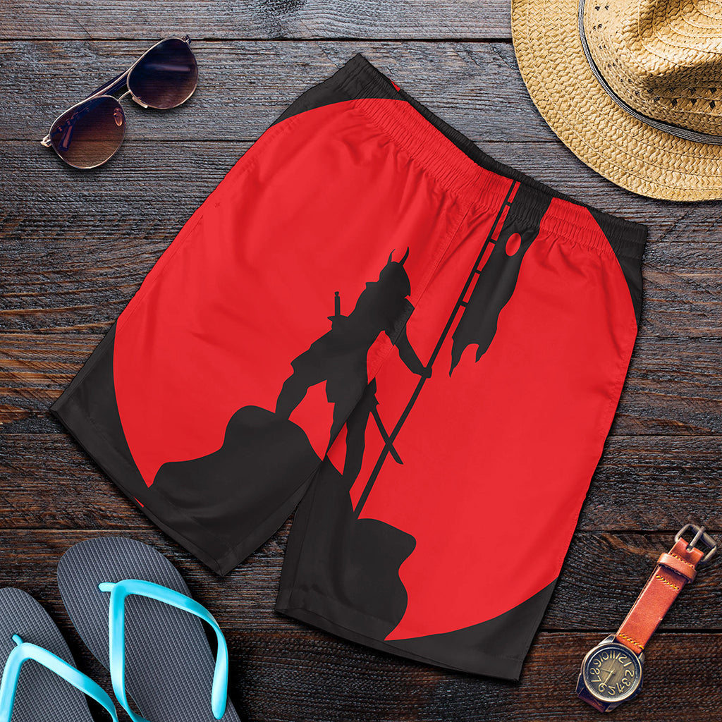 Red Sun Samurai Print Men's Shorts